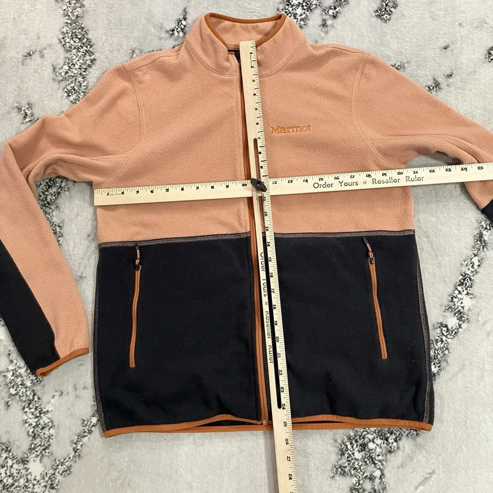 Marmot Rocklin Fleece Jacket Colorblock Full Zip Peach Black Womens Size Large